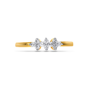 Anillo de flor con diamantes brillantes, banda de oro amarillo macizo de 14 quilates, delicado diseño de pétalos, joyería de moda para mujer - Product Image 3