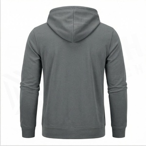 Sweat-shirt à capuche pour homme à manches longues avec poches avant, couleur unie, pull en coton tricoté décontracté, vêtements d'automne - Product Image 2