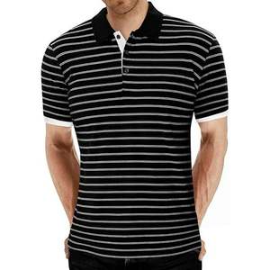 Camisas Polo a Rayas para Hombre, Diseño Casual y Ajustado, 50% Algodón/50% Poliéster, 220 GSM, con Logotipo Personalizado de Marca, Venta al Por Mayor OEM - Product Image 5