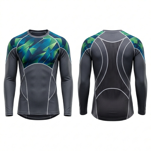Maillot de compression Rash Guard personnalisé OEM pour hommes, MMA BJJ No Gi, vêtements de sport et de gym, sublimation, séchage rapide, tenue d'entraînement athlétique - Product Image 2