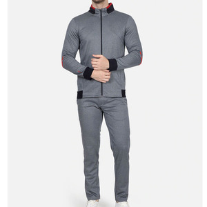 Men's Gray Tracksuit Full <b>Zip</b> Sweatshirt With <b>Side</b> Pockets And Matching Joggers Sporty Style Autumn Wear Manufacturer - Product Image 1