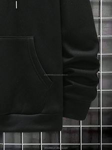 Sudaderas con capucha de gran tamaño para hombre, sudadera de lana de manga larga de Color sólido con cuello con capucha y cordón - Product Image 3