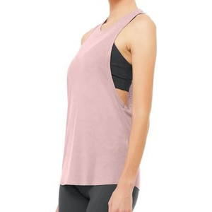 Camiseta sin Mangas Rosa, Transpirable, de Secado Rápido, Ajustada, para Mujer, para Gimnasio, Yoga, Uso Casual - Product Image 1