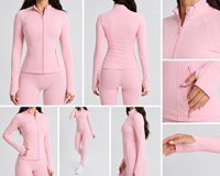 Ensemble de sport 2 pièces pour femme, uni, à fermeture éclair intégrale, séchage rapide, pour yoga, course, gym, fitness, entraînement, écologique, personnalisable