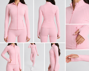 Wholesale Womens Athletic Full <b>Zip</b> Jacket Quick Dry Yoga Running Gym Fitness Training Sports Jacket Custom Logo Tracksuit ODM - Product Image 3