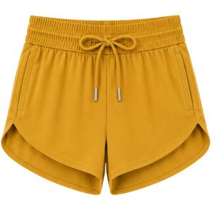 Shorts de sport jaune moutarde pour femmes, taille élastique avec cordon de serrage, pour la course, la gym, l'entraînement, décontractés, séchage rapide, vêtements de sport, personnalisables OEM - Product Image 1