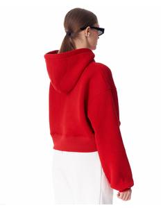 Sweat à capuche oversize en polaire pour femme, rouge rose, sur mesure, en coton 100% haute densité - Product Image 3