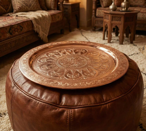 Bandeja Redonda de Metal Sólido con Textura de Cobre, Decoración para el Hogar, Artículo para Regalo, Bandeja Decorativa, Bandejas para Servir en Bodas - Product Image 1