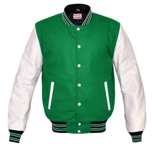 เสื้อแจ็คเก็ตเบสบอลแบบ Varsity Letterman สำหรับผู้ชาย แบรนด์สั่งทำพิเศษ พร้อมไส้ขนเป็ดระบายอากาศได้ดี แขนหนังแท้ ปะติดแพทช์สีดำ สำหรับฤดูหนาว - Product Image 4