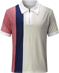 Polo Casual Personalizable para Hombre con Cierre de Cremallera, Jersey 100% Algodón de Alta Calidad, Logotipo Bordado e Impreso, Diseño Colorblock con Eslogan - Product Image 5
