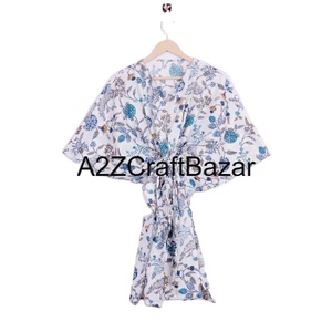 Robe caftan courte en coton pour femmes indiennes, maxi caftan, couvre-maillot de bain pour mamans, vêtements de plage, couvre-maillot de bain de nuit - Product Image 1