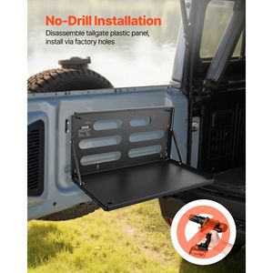 Tavolino per Portellone Jeep Wrangler JK 2007-2024, Capacità 88 Libbre, Acciaio al Carbonio, Pieghevole, Pannello Molle, Tavolo Ribaltabile per Accesso Porta Posteriore - Product Image 6