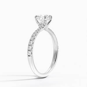 Anillo de Compromiso Solitario BOJ con Moissanita de Corte Redondo de 2ct, Chapado en Oro Blanco de 14K, Color D, Claridad VVS1, 36 Piedras Laterales Engastadas en Puntas, Certificado GRA - Product Image 2