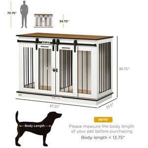 47.5\" White Dog <b>Crate</b> Furniture Large Dog 2 Small Dogs Dog Cage End Table Divider Panel Pet Houses Furniture for Multi-Pet - Product Image 3