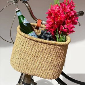 Panier de vélo en jonc de mer naturel, tressé à la main, pour guidon de vélo, panier de rangement pour courses, pique-niques et utilisation en extérieur, à la maison - Product Image 1