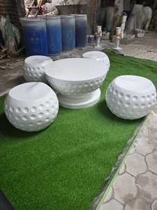Juego de Muebles de Jardín Modernos Estilo Pelota de Golf, Blancos, de FRP, Resistentes a la Intemperie, Asientos Cómodos para 4 Personas, para Patio de Hotel - Product Image 6