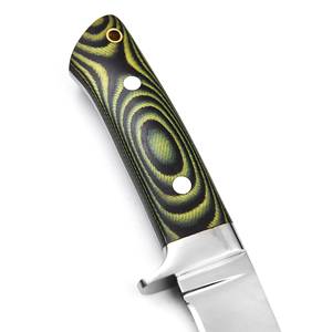 Cuchillo de caza y desollado de hoja fija de acero inoxidable con mango de Micarta, espiga completa, borde biselado, personalizado OEM/ODM, funda de cuero - Product Image 4