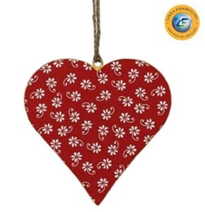 Linea Exports Inc Rustic Floral Hanging Heart Accent Wholesale Heart Shape Christmas <b>Ornament</b> - Product Image 1