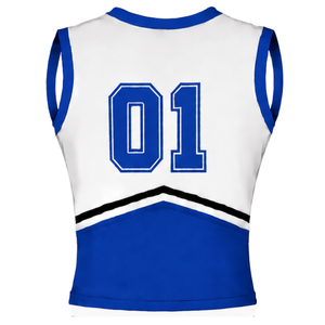 Haut d'uniforme de cheerleading bleu roi sans manches, col en V, pour compétition de danse d'équipe, entraînement et vêtements de sport - Product Image 2