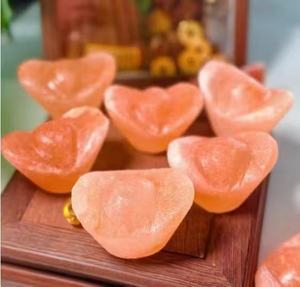 Lámpara de Sal Rosa del Himalaya en Forma de Barco/Lingote, Luz Nocturna USB Regulable, Luz de Sal Natural para Dormitorio, Oficina, Decoración Feng Shui - Product Image 1