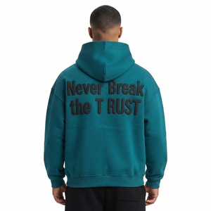 Men's Fleece <b>Zip</b>-<b>Up</b> Hoodie Polyester/Cotton Oversize for Long Sleeve Front Full Zipper Side Pockets Embroidered Drop - Product Image 2