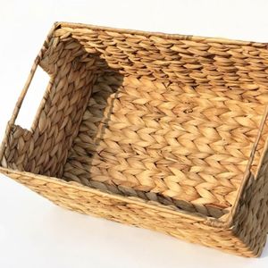 Eco-friendly <b>Storage</b> <b>Basket</b> from Natural Fiber Water Hyacinth with Sturdy Built-in Handle <b>Rectangular</b> <b>Baskets</b> Made in Vietnam - Product Image 4