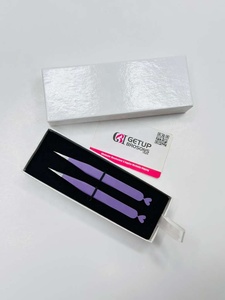 Pince à épiler professionnelle en acier inoxydable violet motif Tigre Floral, pointue, argentée, avec logo personnalisé, écologique et légère - Product Image 6