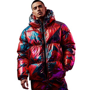 Chaqueta Acolchada Reflectante Estampada para Hombre - Ropa de Invierno Brillante Resistente al Viento - Product Image 4