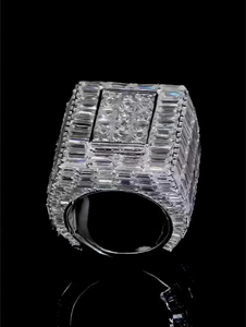 Bague personnalisée en argent sterling 925 avec diamants moissanite taille baguette et taille ronde VVS, style hip-hop, bijoux de luxe pour homme et femme - Product Image 1