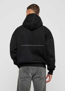 OEM <b>Men's</b> <b>Black</b> Oversize Pullover Hoodie Set 50% Cotton 50% Polyester Long Sleeve Printed Sweatshirt Washed Hooded Wholesale - Product Image 3