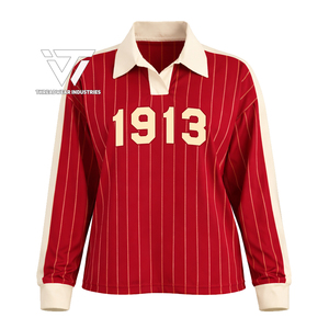Delta griega al por mayor |   Sigma |   Theta |   DST |   Camisa de Rugby a Rayas de Manga Larga Estilo Vintage para Hermandades, Paraphernalia Griega - Product Image 1