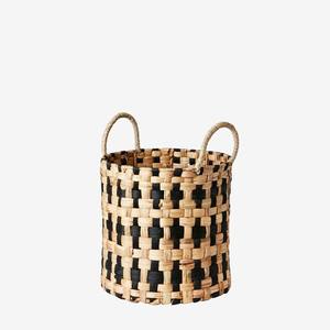 Woven Water Hyacinth <b>Baskets</b> <b>Handles</b> Natural & Black Set of 2 Handmade Storage <b>Basket</b> Wholesale eco-friendly Made in Vietnam - Product Image 5