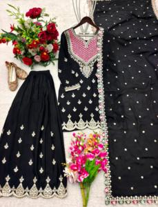 Nouvel ensemble Sharara et Dupatta de créateur pour fêtes, vêtements indiens et pakistanais, Salwar Kameez tendance avec Dupatta, en gros - Product Image 5