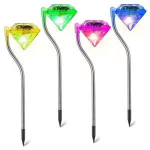 Set di 4 Luci Solari da Giardino IP65 Impermeabili, Lampade Decorative a LED a Forma di Diamante per Esterni - Product Image 1