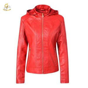 เสื้อแจ็คเก็ตไหมพรมผ้าฝ้าย/ใยไผ่สีแดงแบบมีฮู้ดสำหรับผู้หญิงรุ่นใหม่ล่าสุด สไตล์สตรีทแวร์ทันสมัย กันน้ำ แห้งเร็ว - Product Image 1