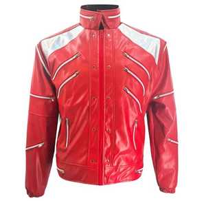 2026 New Men's <b>Red</b> Leather <b>Waterproof</b> High Street Moto <b>Jacket</b> Stand Collar Zipper Closure Regular Fit Solid Color Autumn Style - Product Image 2