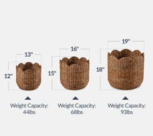 Artex HaiNam Natural Water Hyacinth Storage Baskets Set <b>Rustic</b> Style Multi-Purpose Neatening Organizers Eco-Friendly Living Room - Product Image 6