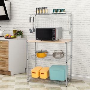 Scaffale da cucina a 4 livelli con contenitore per la conservazione degli alimenti, cromato RT - Product Image 1