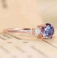 Bague de Fiançailles et de Mariage Vintage Art Déco en Alexandrite, Vermeil Or Rose 24 carats, Sertie à Griffes 7x7mm VVS, Pierre de Naissance de Juin, Cadeau d'Anniversaire