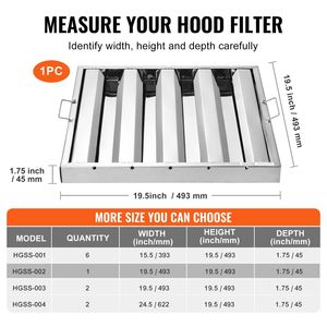 Filtre à graisse commercial en acier inoxydable pour hotte de cuisine, 19,5 L x 19,5 H pouces, pour restaurant et cuisine professionnelle - Product Image 3