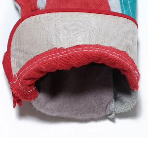 Guantes de Trabajo de Primera Calidad, Resistentes a la Abrasión, Fabricados con Cuero Dividido y Tela Roja de Alta Visibilidad - Product Image 6
