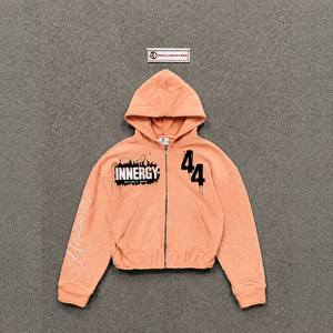เสื้อฮู้ดซิปสีพีชลำลองทรงโอเวอร์ไซส์ สไตล์สตรีทแวร์ ผ้าฝ้ายเฟรนช์เทอร์รี่ ระบายอากาศได้ดี สไตล์ฤดูใบไม้ร่วง ใส่ได้ทุกวัน แฟชั่นทันสมัย - Product Image 5