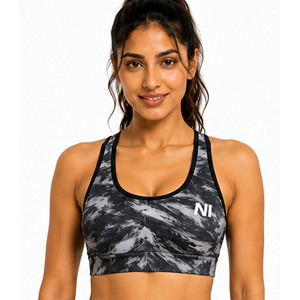 Scoop neck racerback sports bra OEM women's seamless bra Zip front medium support bra Nofyan Ind New Custom Design Sports Bra - Product Image 5