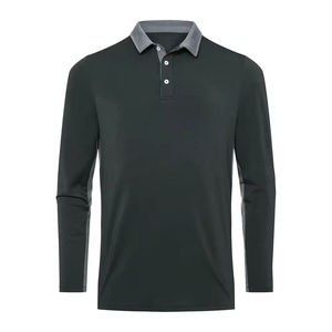 Polo de Manga Larga para Hombre, Corte Ajustado, Color Sólido, Cierre de Tres Botones, Suave, Elástico, Transpirable, Ligero, Informal, para Uso Diario - Product Image 3