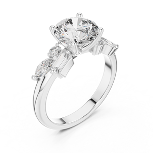 TRENDY 2CT LAB GROWN DIAMOND LUXURY <b>RING</b> <b>SET</b> 18KT WHITE <b>GOLD</b> RHODIUM PLATED 0.6CT CUT SIDE STONE ENGAGEMENT WEDDING PARTY WEAR - Product Image 1