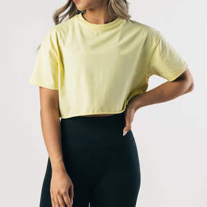 Camiseta Corta Informal y Transpirable para Mujer, Camiseta Corta de Manga Corta de Algodón para Mujer OEM - Product Image 3