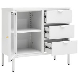 29.5 bianco "x 13.8" x 27.6 "acciaio e vetro temperato credenza - Product Image 6