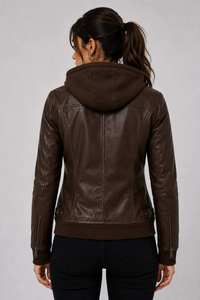 MADNI LEATHER INDUSTRY เสื้อแจ็คเก็ตมอเตอร์ไซค์หนังแท้สำหรับผู้หญิง แฟชั่นคลาสสิก หนา กันน้ำ ระบายอากาศได้ดี ถักทอสำหรับฤดูหนาว - Product Image 2