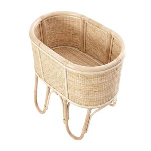 Berceau en rotin pour poupée, lit de poupée en rotin, berceau en rotin tressé à la main avec support pour jeu d'imitation pour enfants - Product Image 1