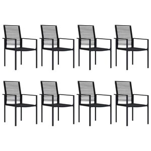 Black Glass Dining Set <b>8</b> Seater Outdoor <b>Garden</b> <b>Furniture</b> Contemporary Steel Frame Large <b>Seats</b> - Product Image 2